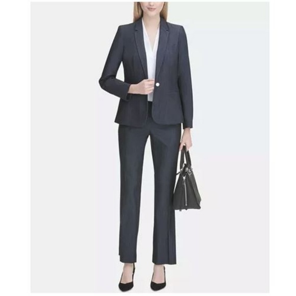 CLEARANCE Calvin Klein Charcoal Herringbone Pants - Picture 1 of 3